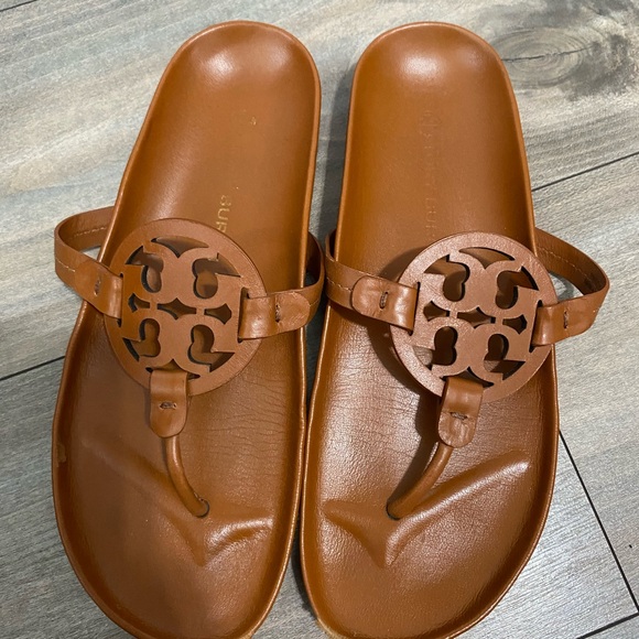 Tory Burch Brown Leather Sandals with Cutout Designs size 10 - Picture 1 of 6